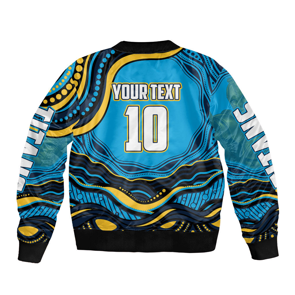 Personalized North Queensland Cowboys Bomber Jacket Aboriginal Dot Art - Dreamtime Rugby Mascot