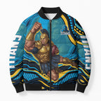 Personalized North Queensland Cowboys Bomber Puffer Jacket Aboriginal Dot Art - Dreamtime Rugby Mascot