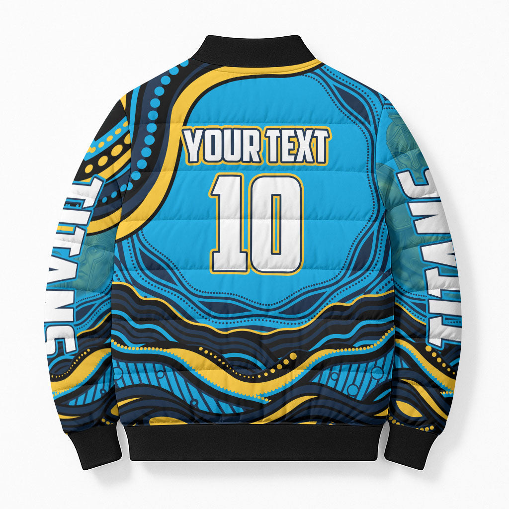 Personalized North Queensland Cowboys Bomber Puffer Jacket Aboriginal Dot Art - Dreamtime Rugby Mascot