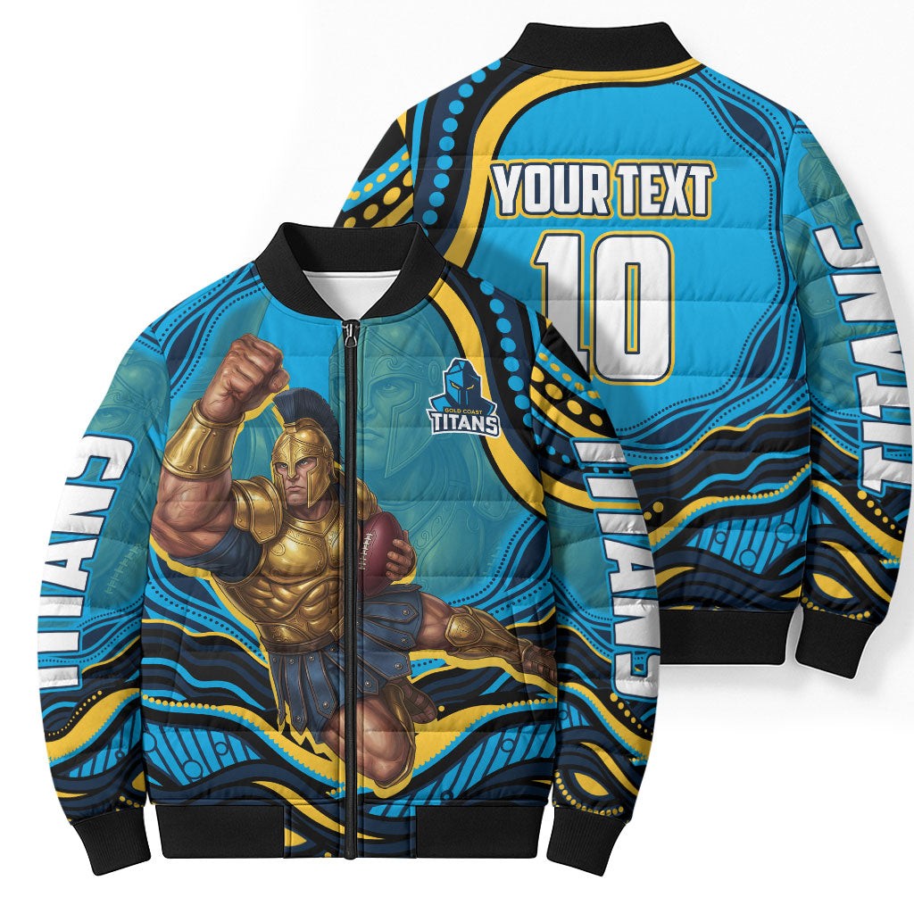 Personalized North Queensland Cowboys Bomber Puffer Jacket Aboriginal Dot Art - Dreamtime Rugby Mascot
