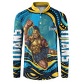 Personalized North Queensland Cowboys Button Sweatshirt Aboriginal Dot Art - Dreamtime Rugby Mascot