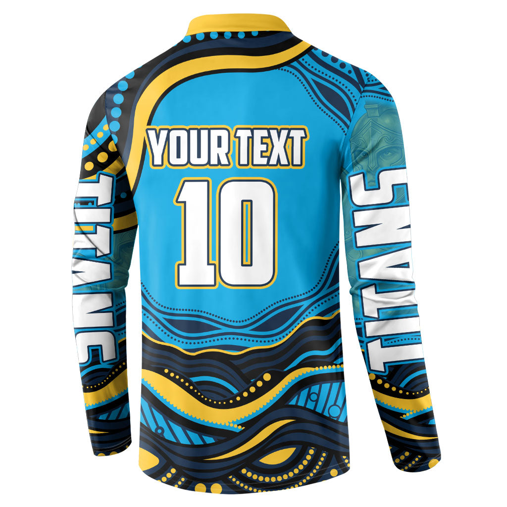 Personalized North Queensland Cowboys Button Sweatshirt Aboriginal Dot Art - Dreamtime Rugby Mascot