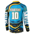 Personalized North Queensland Cowboys Button Sweatshirt Aboriginal Dot Art - Dreamtime Rugby Mascot