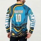 Personalized North Queensland Cowboys Button Sweatshirt Aboriginal Dot Art - Dreamtime Rugby Mascot