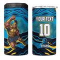 Personalized North Queensland Cowboys 4 in 1 Can Cooler Tumbler Aboriginal Dot Art - Dreamtime Rugby Mascot