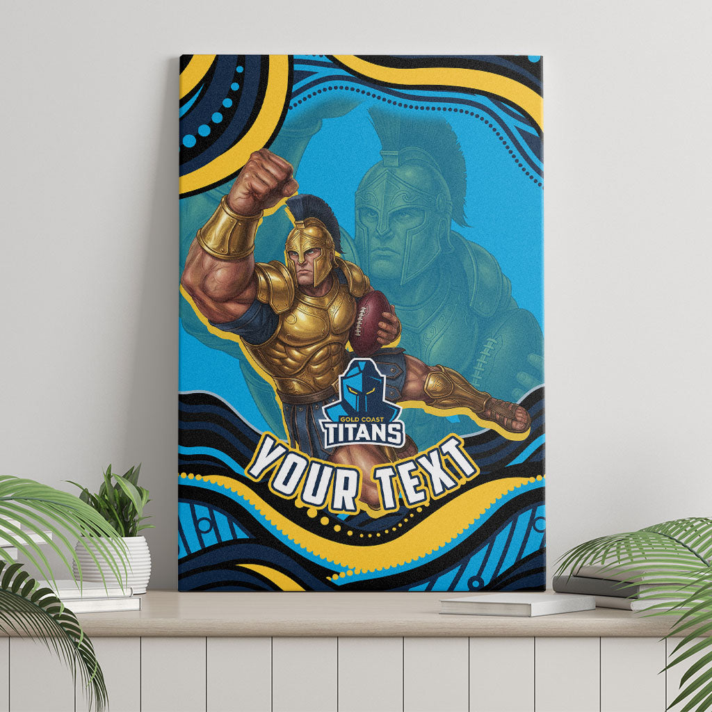 Personalized North Queensland Cowboys Canvas Wall Art Aboriginal Dot Art - Dreamtime Rugby Mascot
