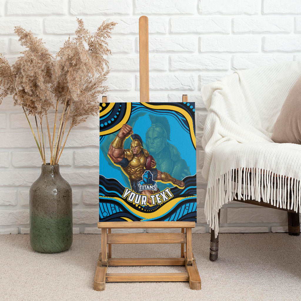 Personalized North Queensland Cowboys Canvas Wall Art Aboriginal Dot Art - Dreamtime Rugby Mascot