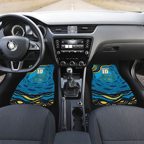 Personalized North Queensland Cowboys Car Mats Aboriginal Dot Art - Dreamtime Rugby Mascot