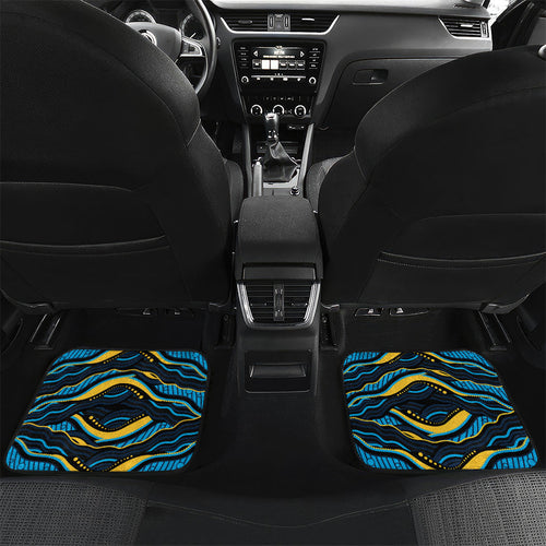 Personalized North Queensland Cowboys Car Mats Aboriginal Dot Art - Dreamtime Rugby Mascot
