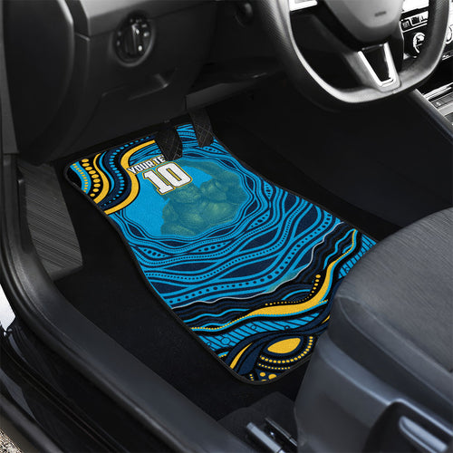 Personalized North Queensland Cowboys Car Mats Aboriginal Dot Art - Dreamtime Rugby Mascot