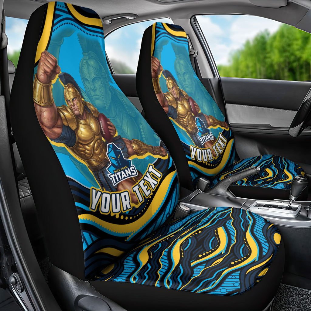 Personalized North Queensland Cowboys Car Seat Cover Aboriginal Dot Art - Dreamtime Rugby Mascot