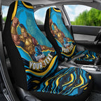 Personalized North Queensland Cowboys Car Seat Cover Aboriginal Dot Art - Dreamtime Rugby Mascot