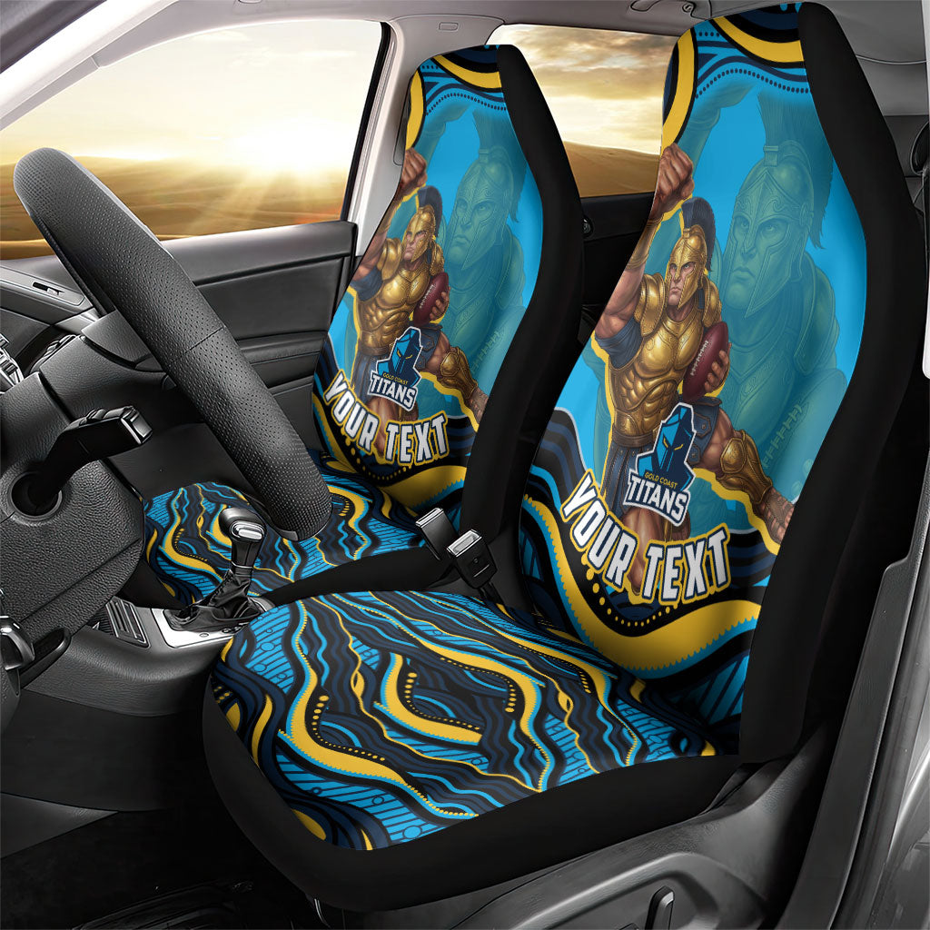 Personalized North Queensland Cowboys Car Seat Cover Aboriginal Dot Art - Dreamtime Rugby Mascot
