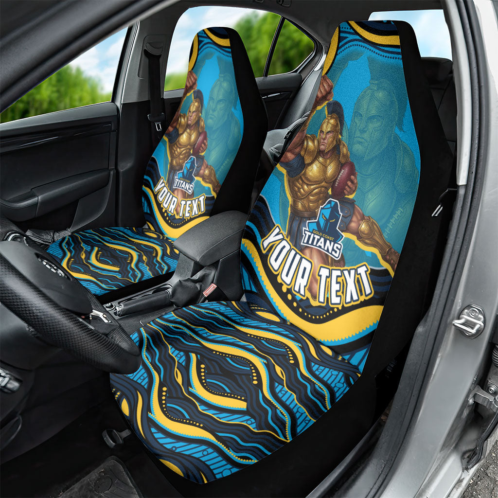 Personalized North Queensland Cowboys Car Seat Cover Aboriginal Dot Art - Dreamtime Rugby Mascot