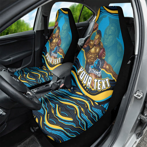 Personalized North Queensland Cowboys Car Seat Cover Aboriginal Dot Art - Dreamtime Rugby Mascot