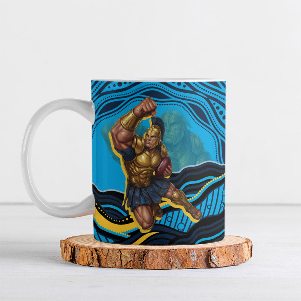 Personalized North Queensland Cowboys Ceramic Mug Aboriginal Dot Art - Dreamtime Rugby Mascot
