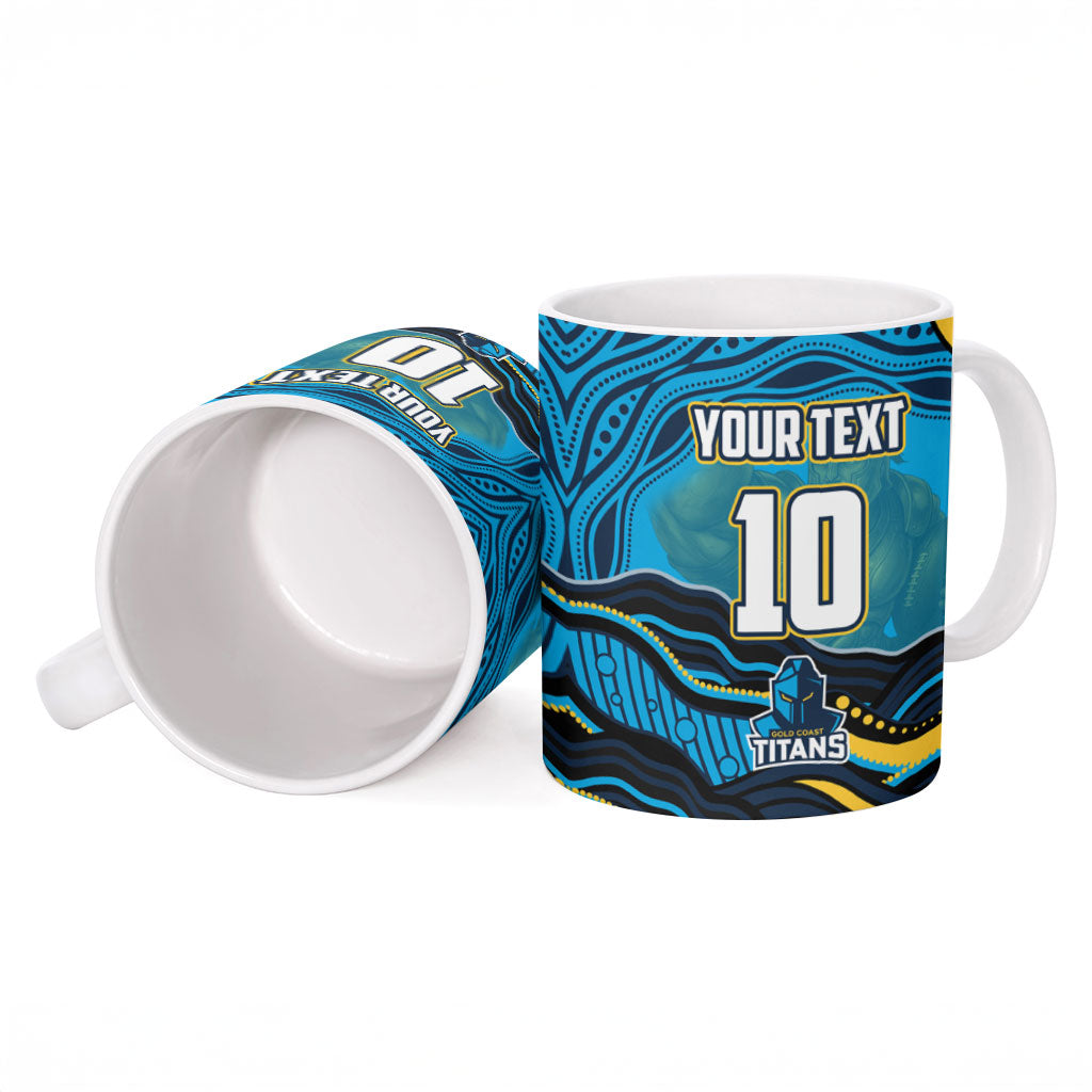 Personalized North Queensland Cowboys Ceramic Mug Aboriginal Dot Art - Dreamtime Rugby Mascot