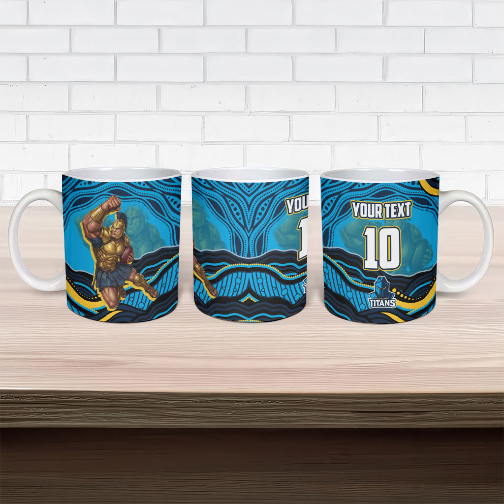 Personalized North Queensland Cowboys Ceramic Mug Aboriginal Dot Art - Dreamtime Rugby Mascot