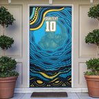 Personalized North Queensland Cowboys Door Cover Aboriginal Dot Art - Dreamtime Rugby Mascot