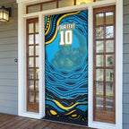 Personalized North Queensland Cowboys Door Cover Aboriginal Dot Art - Dreamtime Rugby Mascot