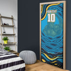 Personalized North Queensland Cowboys Door Cover Aboriginal Dot Art - Dreamtime Rugby Mascot