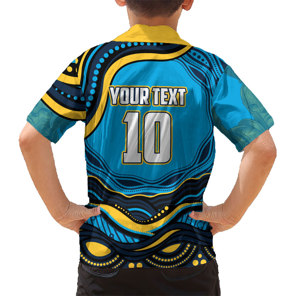 Personalized North Queensland Cowboys Family Matching Mermaid Dress and Hawaiian Shirt Aboriginal Dot Art - Dreamtime Rugby Mascot