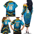 Personalized North Queensland Cowboys Family Matching Off The Shoulder Long Sleeve Dress and Hawaiian Shirt Aboriginal Dot Art - Dreamtime Rugby Mascot