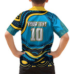 Personalized North Queensland Cowboys Family Matching Off Shoulder Short Dress and Hawaiian Shirt Aboriginal Dot Art - Dreamtime Rugby Mascot