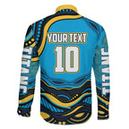 Personalized North Queensland Cowboys Family Matching Short Sleeve Bodycon Dress and Hawaiian Shirt Aboriginal Dot Art - Dreamtime Rugby Mascot