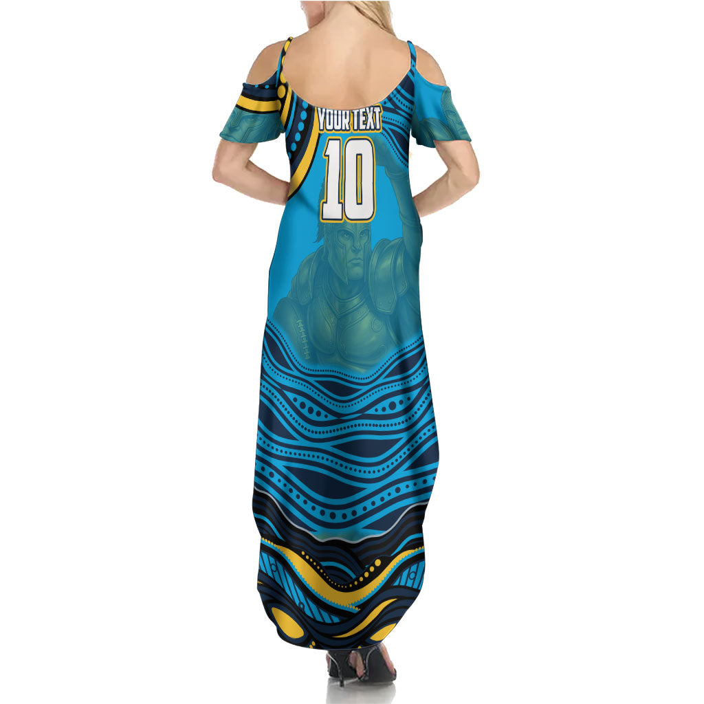 Personalized North Queensland Cowboys Family Matching Summer Maxi Dress and Hawaiian Shirt Aboriginal Dot Art - Dreamtime Rugby Mascot