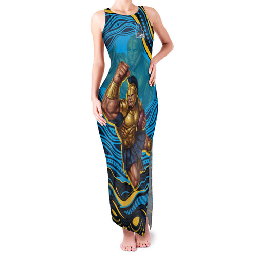 Personalized North Queensland Cowboys Family Matching Tank Maxi Dress and Hawaiian Shirt Aboriginal Dot Art - Dreamtime Rugby Mascot