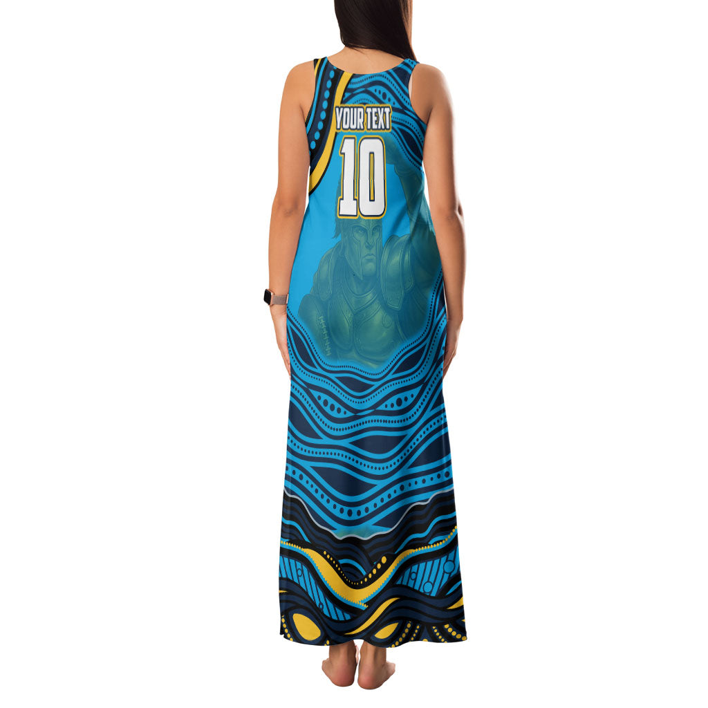 Personalized North Queensland Cowboys Family Matching Tank Maxi Dress and Hawaiian Shirt Aboriginal Dot Art - Dreamtime Rugby Mascot