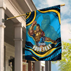 Personalized North Queensland Cowboys Garden Flag Aboriginal Dot Art - Dreamtime Rugby Mascot