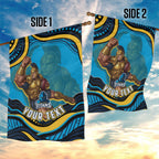 Personalized North Queensland Cowboys Garden Flag Aboriginal Dot Art - Dreamtime Rugby Mascot