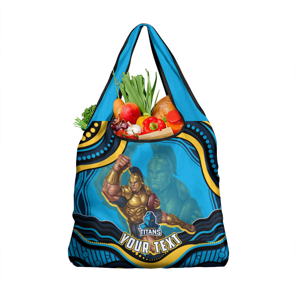 Personalized North Queensland Cowboys Grocery Bag Aboriginal Dot Art - Dreamtime Rugby Mascot
