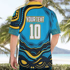 Personalized North Queensland Cowboys Hawaiian Shirt Aboriginal Dot Art - Dreamtime Rugby Mascot