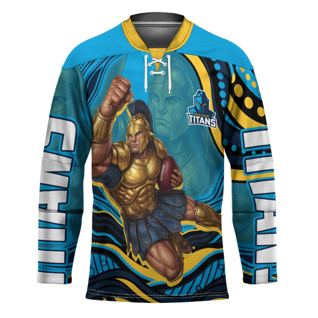 Personalized North Queensland Cowboys Hockey Jersey Aboriginal Dot Art - Dreamtime Rugby Mascot