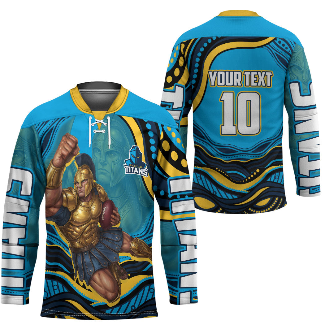 Personalized North Queensland Cowboys Hockey Jersey Aboriginal Dot Art - Dreamtime Rugby Mascot