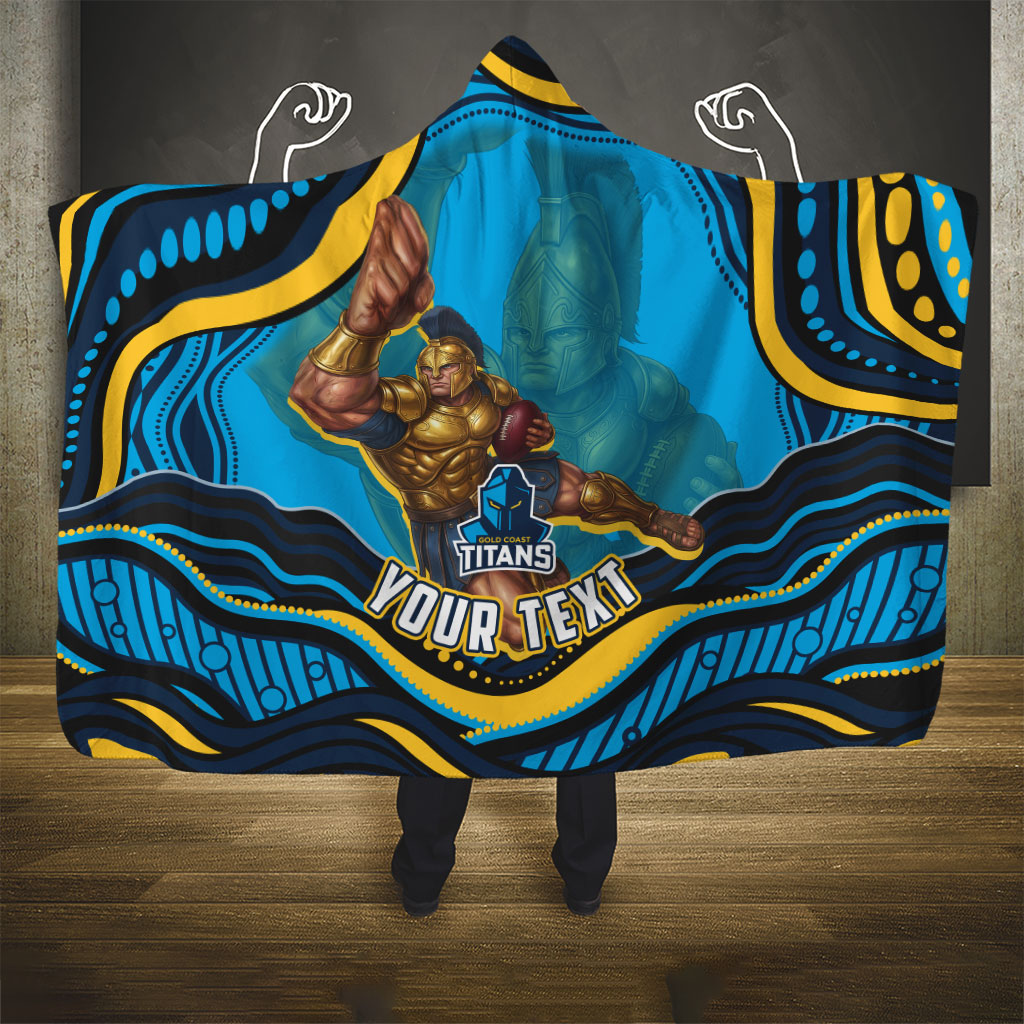 Personalized North Queensland Cowboys Hooded Blanket Aboriginal Dot Art - Dreamtime Rugby Mascot