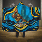 Personalized North Queensland Cowboys Hooded Blanket Aboriginal Dot Art - Dreamtime Rugby Mascot