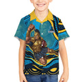 Personalized North Queensland Cowboys Kid Hawaiian Shirt Aboriginal Dot Art - Dreamtime Rugby Mascot