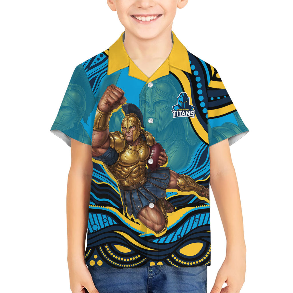 Personalized North Queensland Cowboys Kid Hawaiian Shirt Aboriginal Dot Art - Dreamtime Rugby Mascot