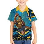 Personalized North Queensland Cowboys Kid Hawaiian Shirt Aboriginal Dot Art - Dreamtime Rugby Mascot