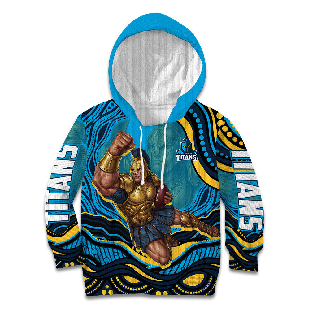 Personalized North Queensland Cowboys Kid Hoodie Aboriginal Dot Art - Dreamtime Rugby Mascot