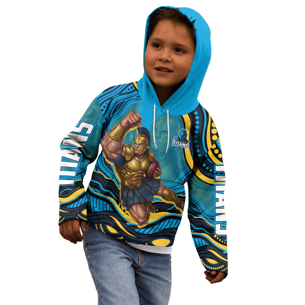 Personalized North Queensland Cowboys Kid Hoodie Aboriginal Dot Art - Dreamtime Rugby Mascot