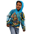 Personalized North Queensland Cowboys Kid Hoodie Aboriginal Dot Art - Dreamtime Rugby Mascot
