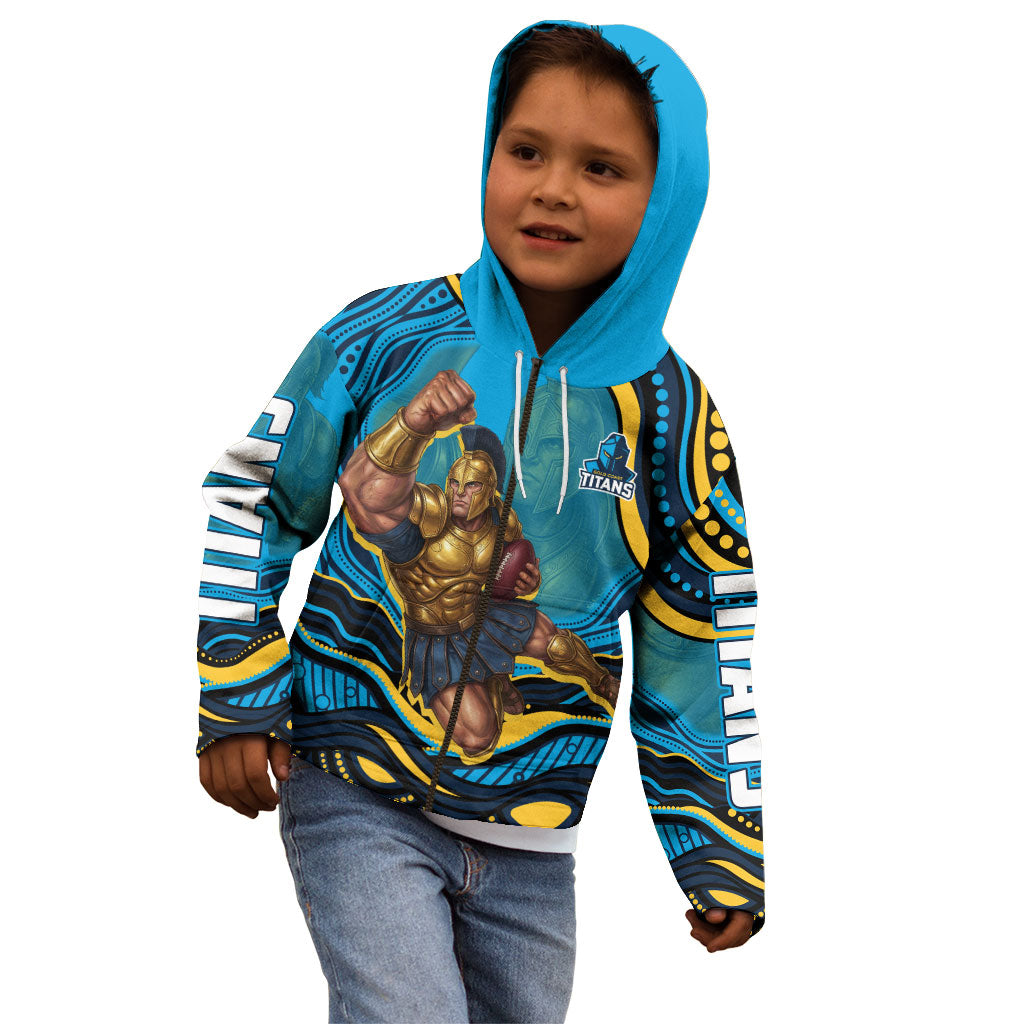 Personalized North Queensland Cowboys Kid Hoodie Aboriginal Dot Art - Dreamtime Rugby Mascot