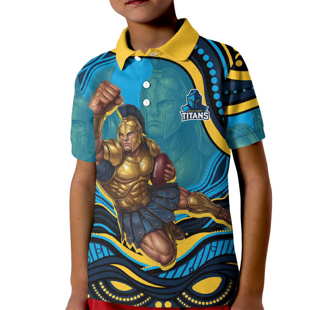 Personalized North Queensland Cowboys Kid Polo Shirt Aboriginal Dot Art - Dreamtime Rugby Mascot