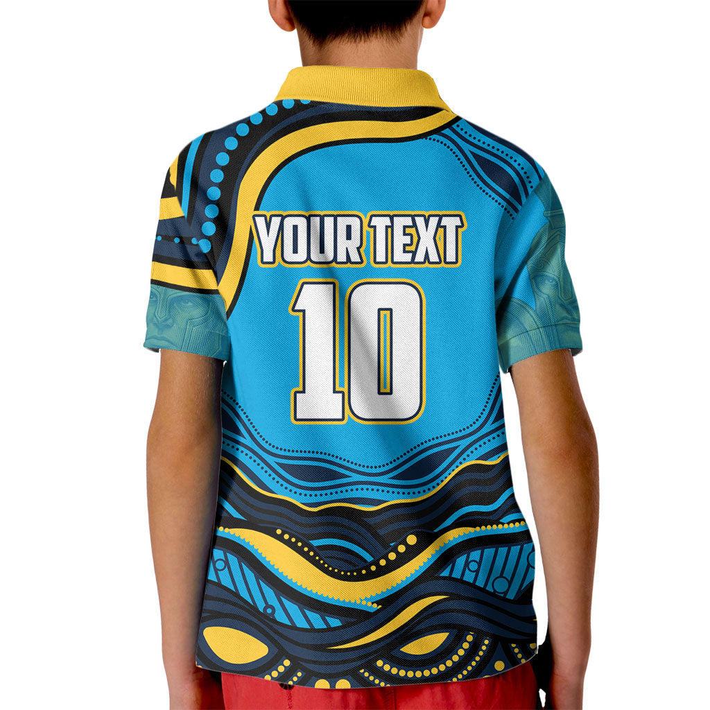 Personalized North Queensland Cowboys Kid Polo Shirt Aboriginal Dot Art - Dreamtime Rugby Mascot