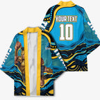 Personalized North Queensland Cowboys Kimono Aboriginal Dot Art - Dreamtime Rugby Mascot